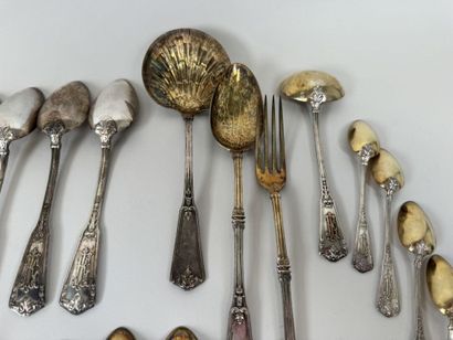 Set of 950/1000 silver tableware, Minerva...