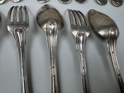 9 couverts en argent 950/1000, poinçon Minerve,...