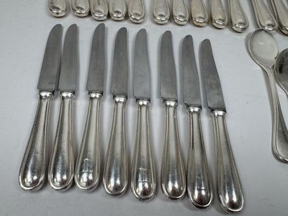 A large set of silver plated tableware, mesh...