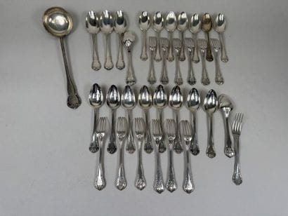 Set of 950/1000 silver tableware, Minerva...