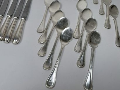 A large set of silver plated tableware, mesh...