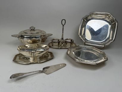 Ensemble de pièces de forme en argent 950/1000,...