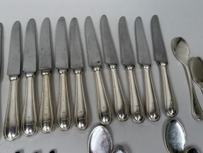 A large set of silver plated tableware, mesh...
