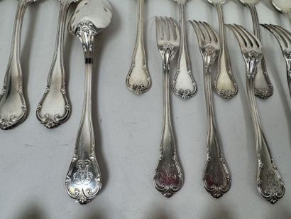 Set of 950/1000 silver tableware, Minerva...
