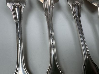 9 couverts en argent 950/1000, poinçon Minerve,...