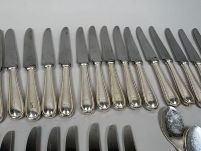 A large set of silver plated tableware, mesh...