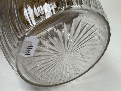 Crystal cookie jar with an engraved design...