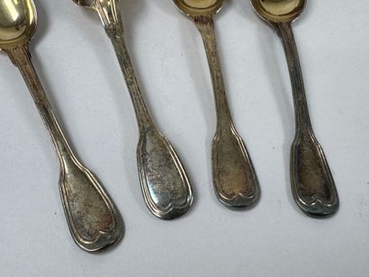 Série de 12 petites cuillères en argent doré...