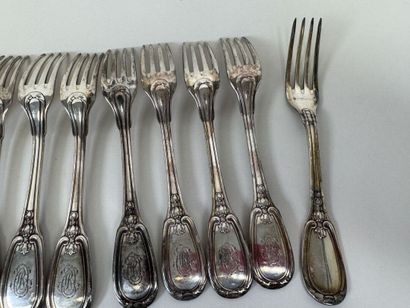 Émile PUIFORCAT (1897–1945).
Set of 950/1000...