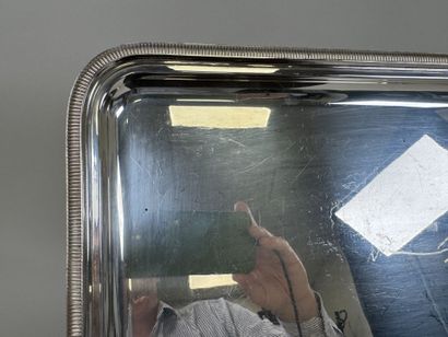 CHRISTOFLE.
Grand plateau rectangulaire en...