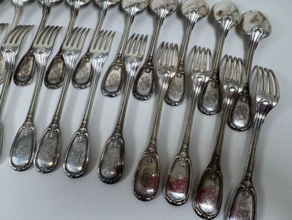 Émile PUIFORCAT (1897–1945).
Set of 950/1000...