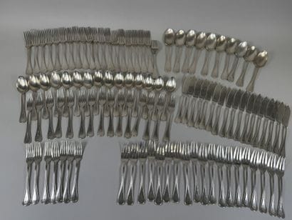A large set of silver plated tableware, mesh...