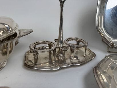 Ensemble de pièces de forme en argent 950/1000,...