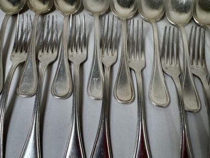 A large set of silver plated tableware, mesh...