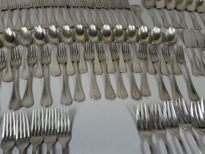 A large set of silver plated tableware, mesh...