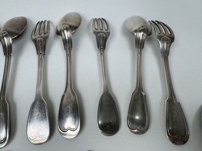 9 couverts en argent 950/1000, poinçon Minerve,...