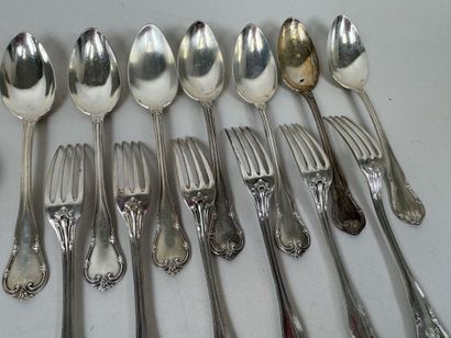 Set of 950/1000 silver tableware, Minerva...