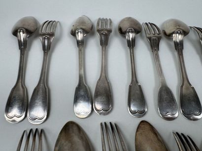 9 couverts en argent 950/1000, poinçon Minerve,...