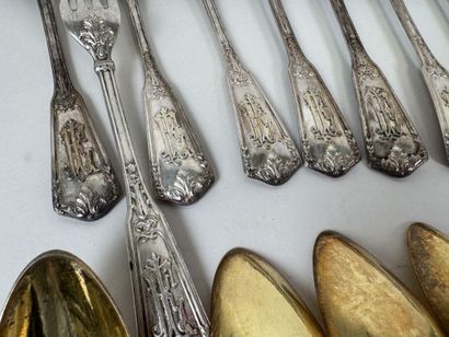 Set of 950/1000 silver tableware, Minerva...