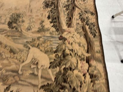 Large machine-woven tapestry depicting a...