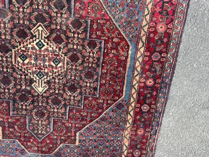 Hand-knotted wool rug featuring stylized...