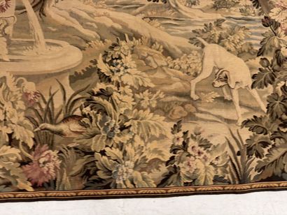 Large machine-woven tapestry depicting a...