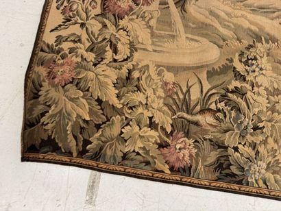 Large machine-woven tapestry depicting a...