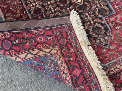 Hand-knotted wool rug featuring stylized...