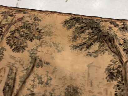 Large machine-woven tapestry depicting a...