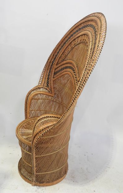Fauteuil en rotin teinté et cannage dit 