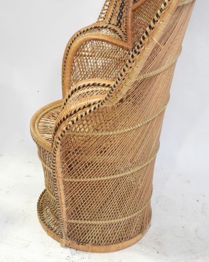 Fauteuil en rotin teinté et cannage dit 