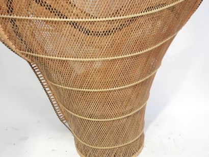 Fauteuil en rotin teinté et cannage dit 