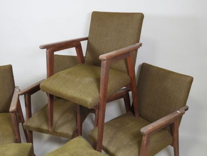 Suite de quatre fauteuils et deux tabourets...