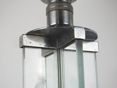 Lampe à base circulaire en métal chromé,...