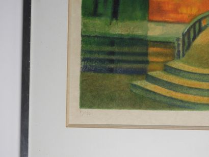 Louis TOFFOLI (1907-1999).
Maison asiatique.
Lithographie...