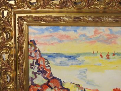 Armand BOUVIER (1913–1997).
Les Roches Rouges.
Oil...