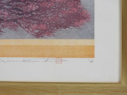 Hajime NAMIKI (1947). 
L'arbre rouge.
Lithographie,...