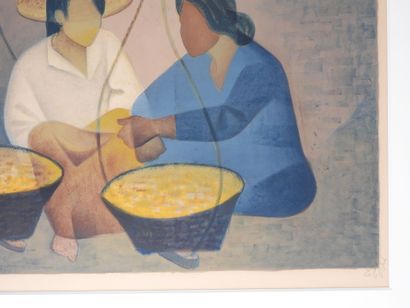 Louis TOFFOLI (1907-1999).
Femmes asiatiques.
Lithographie...