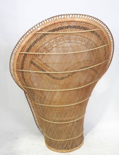 Fauteuil en rotin teinté et cannage dit 