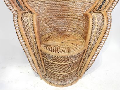 Fauteuil en rotin teinté et cannage dit 