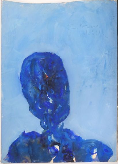 Emmanuel PEREIRE (1930–1992).
Blue Face.
Gouache,...