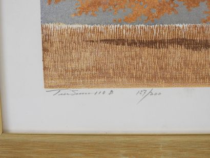 Hajime NAMIKI (1947). 
L'arbre doré. 
Lithographie,...