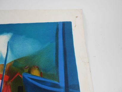 Marcel MOULY (1918-2008). 
Marine les voiliers.
Lithographie...