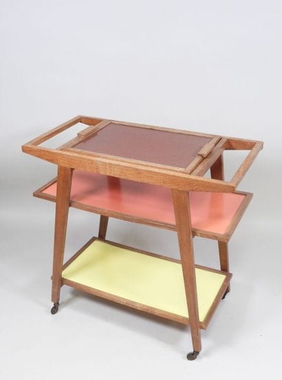 Roger GONIN (XXe).
Desserte roulante en bois...