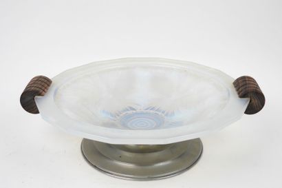 Circular, beveled-edged bowl made of milky...