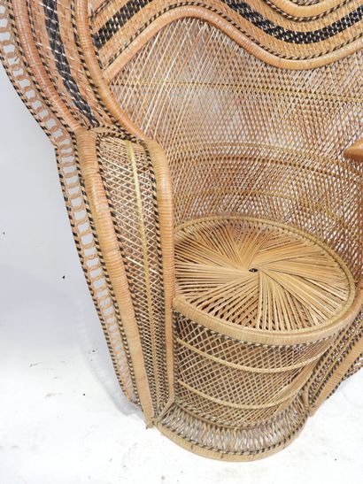 Fauteuil en rotin teinté et cannage dit 