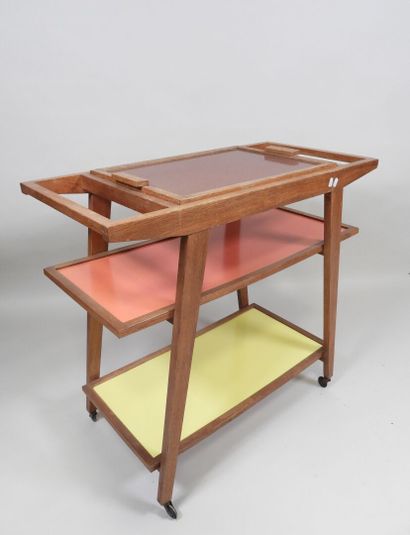 Roger GONIN (XXe).
Desserte roulante en bois...