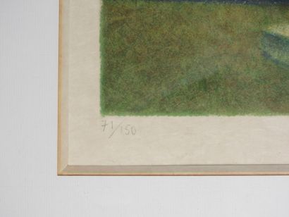 Louis TOFFOLI (1907-1999).
Maison asiatique.
Lithographie...