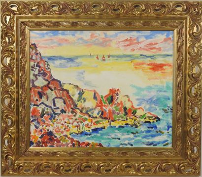 Armand BOUVIER (1913–1997).
Les Roches Rouges.
Oil...