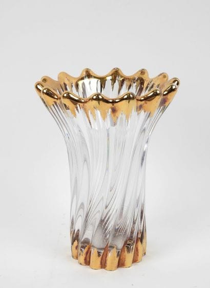 Vase with wavy edges and twisted ribs, made...